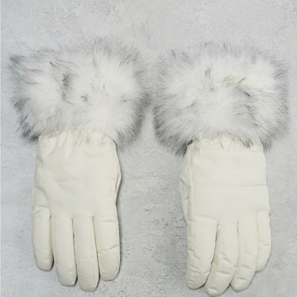 ASOS 4505 Ski insulated White Fur-Trimmed Gloves